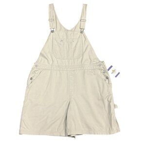 Vtg Y2K Gloria Vanderbilt Womens 1X Shortalls Beige Overalls